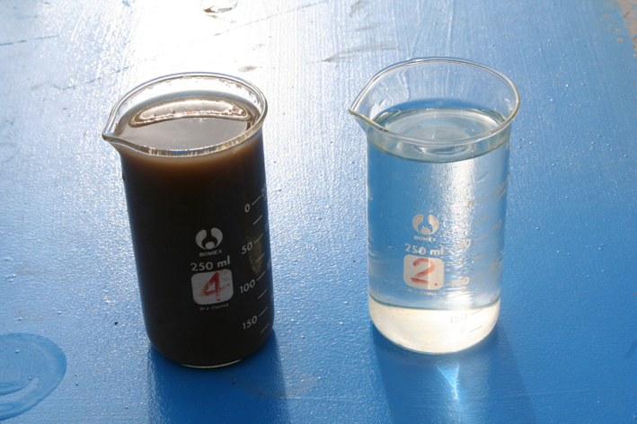 凈化后的水質(zhì)對(duì)比